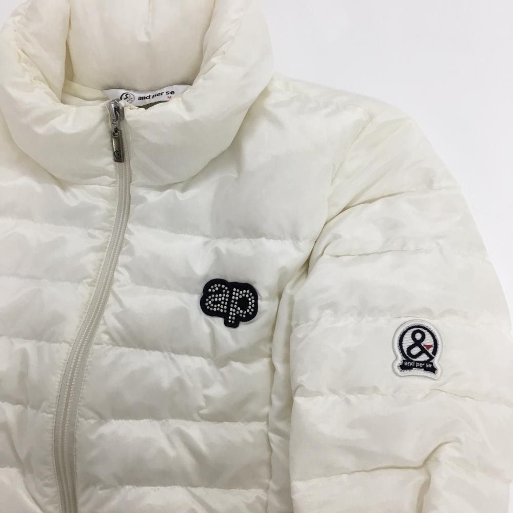 アンパスィ ダウンジャケット 白 ロゴワッペン ダウン90％ レディース