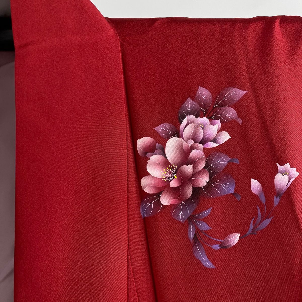 ち★美品★ 振袖&長襦袢セット　正絹　織柄無地　花紋刺繍　身丈162センチ 振袖 身丈166cm 裄丈71.5cm L 袷 鈴 桜 銀彩 ぼかし 青緑