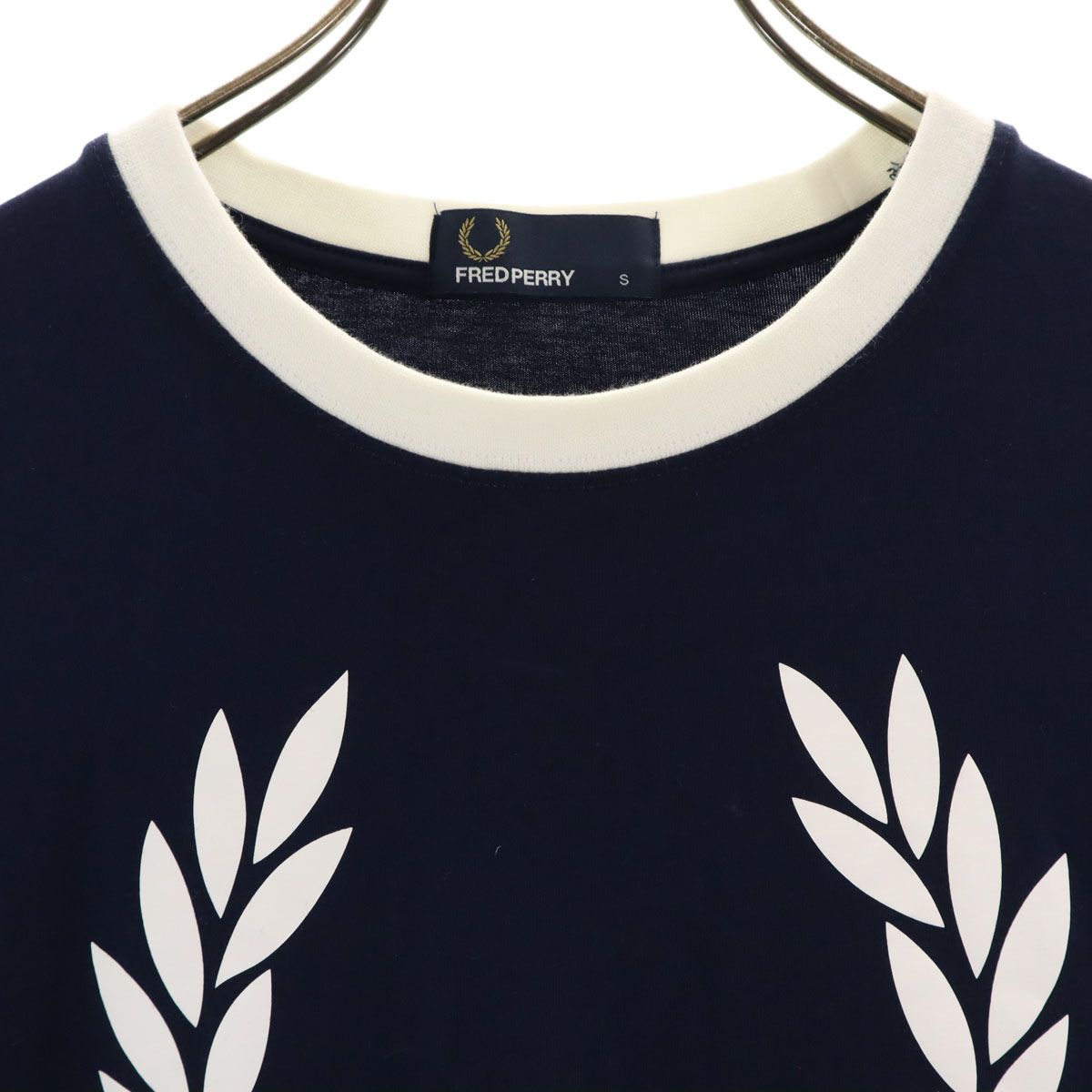 FRED PERRY フレッドペリー 月桂樹ロゴ 半袖 リンガー Tシャツ S