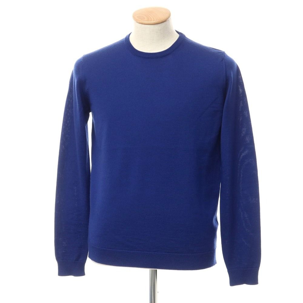 【中古】ロベルトコリーナ ROBERTO COLLINA ウール クルーネック プルオーバーニット ダークブルー【サイズ44】【メンズ】