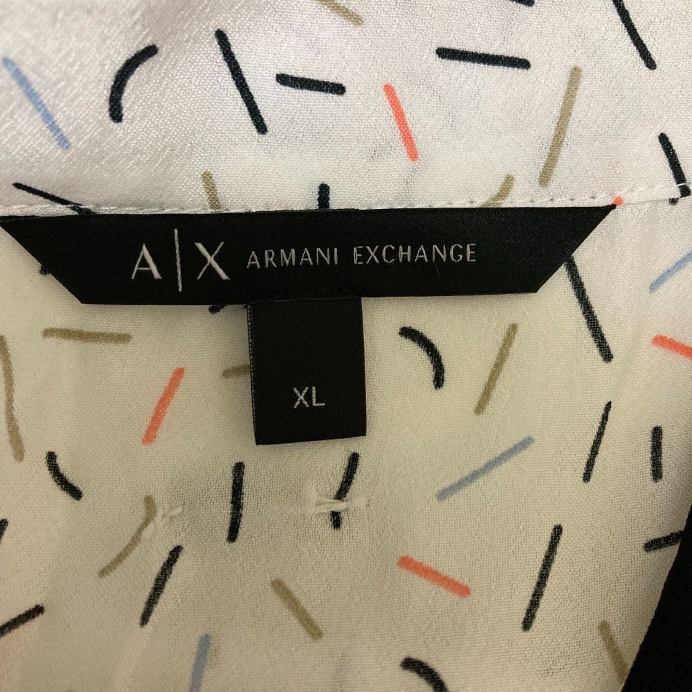 未使用 ARMANI EXCHANGE アルマーニエクスチェンジ スティックプリント ロングスリーブ シアーシャツ ブラウス XL ホワイト系 レディース 古着 中古 未使用 ARMANI EXCHANGE アルマーニエクスチェンジ スティック