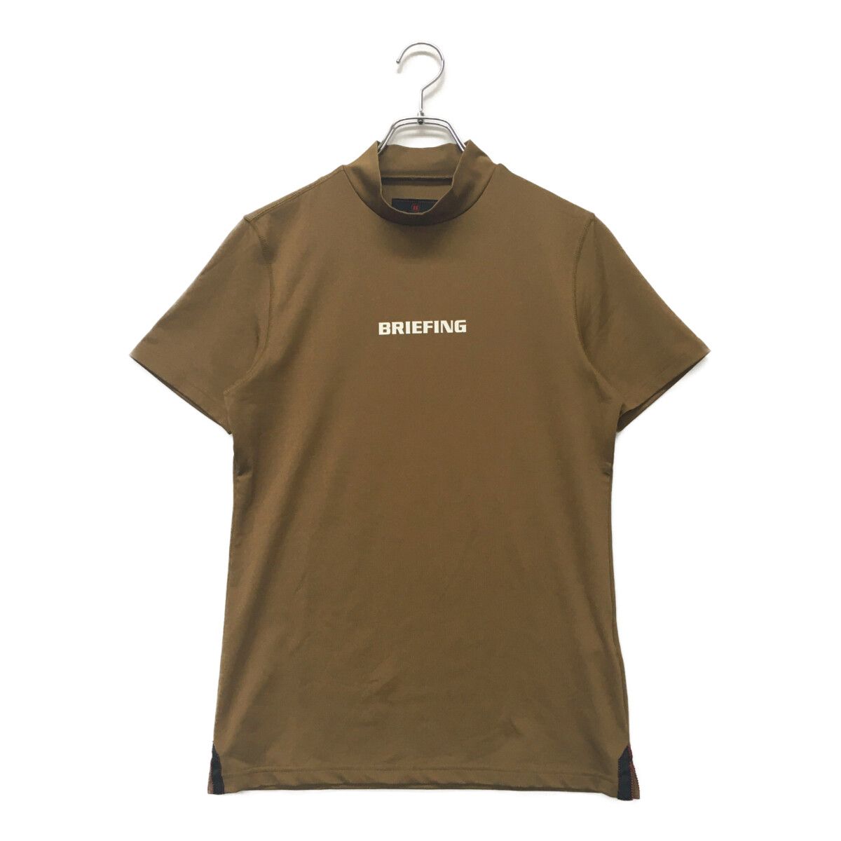 【未使用】ブリーフィング モックネック ハイネック Tシャツ 半袖 ブラウン 茶 中古 メンズ ブリーフィング BRIEFING 半袖シャツ S 茶系