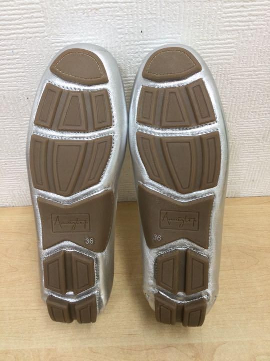 Amaztep 本革ローファー/ドライビングシューズ 23cm　シルバー