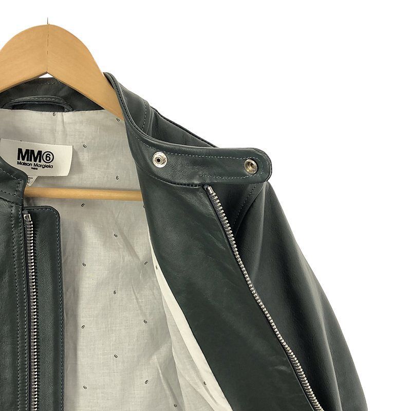 38】MM6 メゾンマルジェラ ハの字 レザー ライダース ジャケット 黒