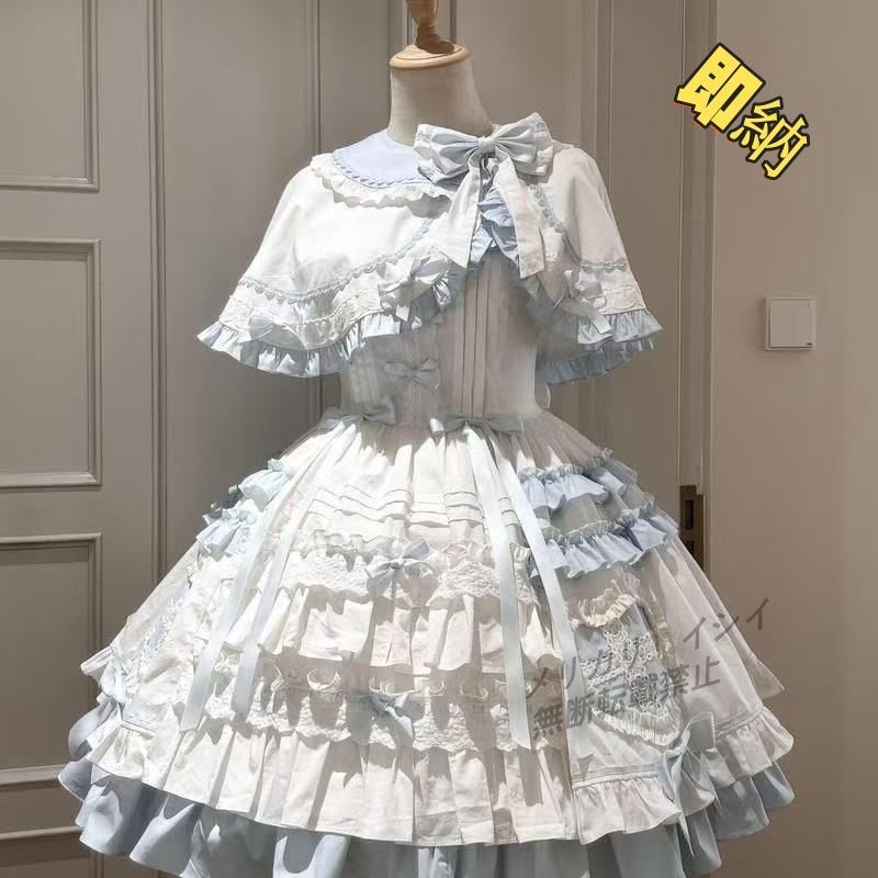 【Mサイズ】 ロリータ クラロリ 甘ロリ オフホワイト ワンピース JSK 猫柄 Mサイズ】 ロリータ クラロリ 甘ロリ オフホワイト ワンピース