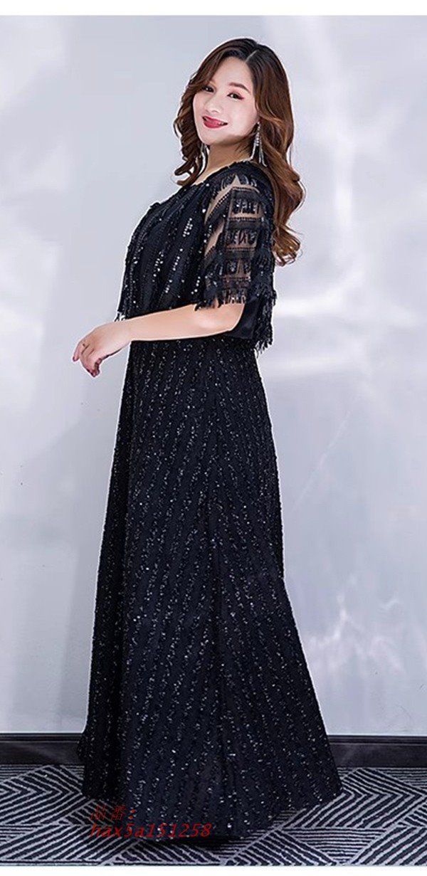 袖あり ロングドレス 大きいサイズ ぽっちゃり ファスナータイプ 深いVネック 演奏会 大人 発表会 ピアノ パーティードレス ドレス レディーズ hax 5 a 151258 ノーカラー その他 