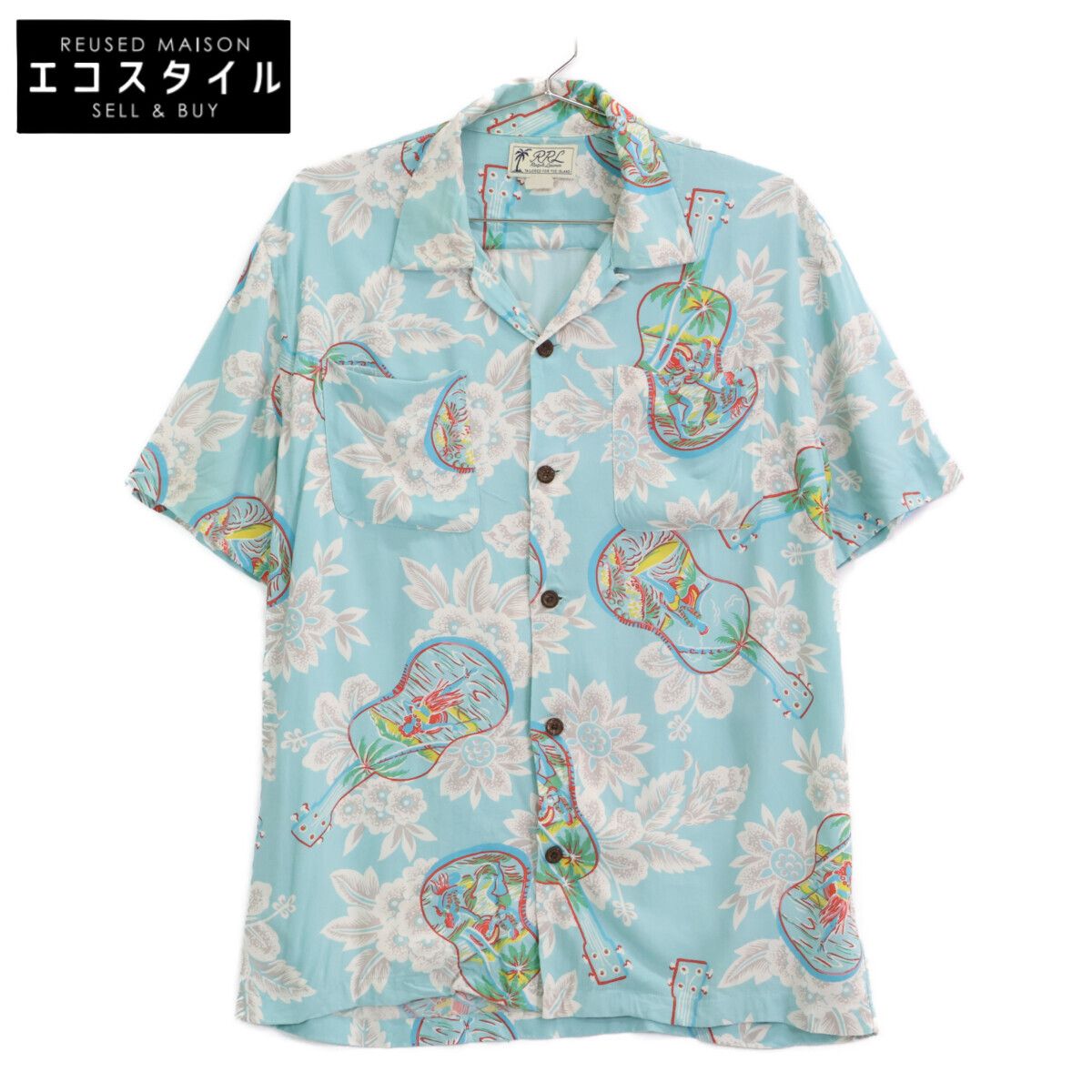 RRL ダブルアールエル ﾌﾞﾙｰ系 ｺｯﾄﾝ ｷｬﾝﾌﾟ ﾊﾜｲｱﾝｼｬﾂ M