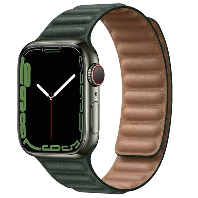  【新品】 HEYOZURY Apple Watch バンド に対応 レザー マグネチック 磁気 革 アップルウォッチバンドに対応 45mm 44mm 41mm 40mm 49mm 強力な磁気閉鎖により レザー 交換用ストラップ、互換性iwatch Seri 1 バンド・ベルト