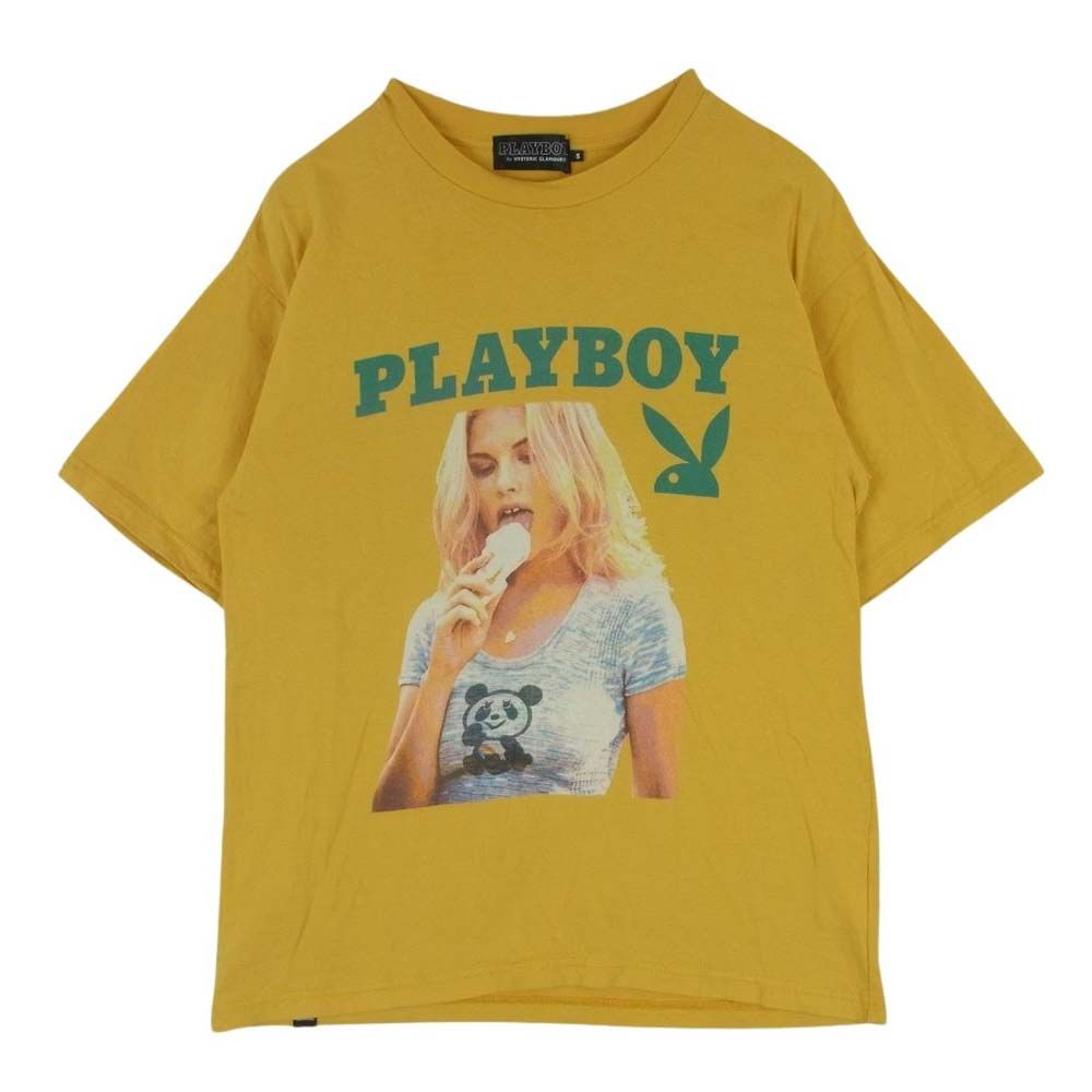 HYSTERIC GLAMOUR ヒステリックグラマー 23SS 02231CT32 PLAYBOY プレイボーイ ASHLEY u0026 PANDA アシュリー パンダ 半袖 Tシャツ イエロー系 S【中古】