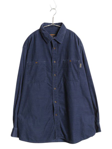 なクーポン配布中! 00s ウールリッチ 細畝 コーデュロイ 長袖 シャツ メンズ XL | 無地 長袖シャツ コットン ポケット付き 大きいサイズ シンプル 紺