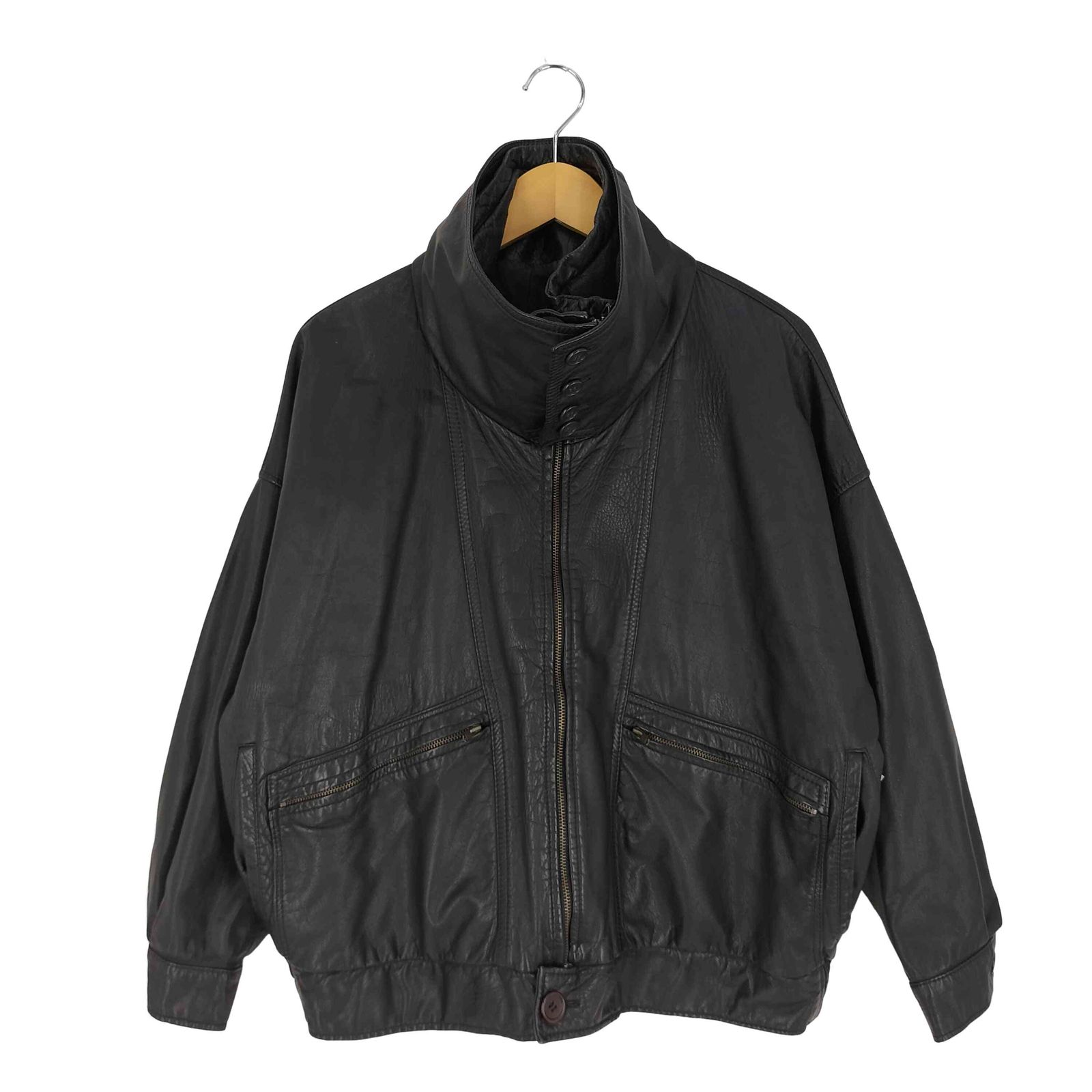 vintage カウレザー 牛本革 ショート丈 短丈 ブルゾン ジャケット 原宿 vintage カウレザー 牛革 デザイン レザージャケット ショート丈 原宿