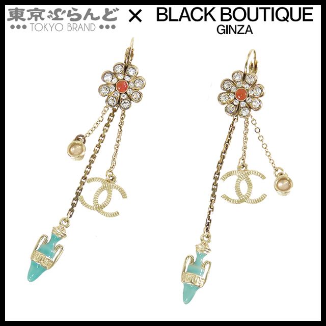 シャネル CHANEL ココマーク マルチモチーフ ゴールドxマルチカラー ラインストーン メタル 18C イヤリング レディース 001014022