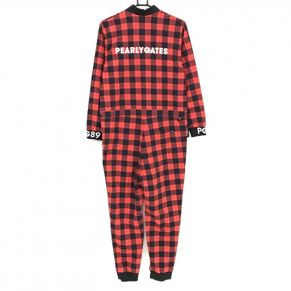 パーリーゲイツ オールインワン レッド×黒 チェック ストレッチ レディース 1 M ゴルフウェア PEARLY GATES