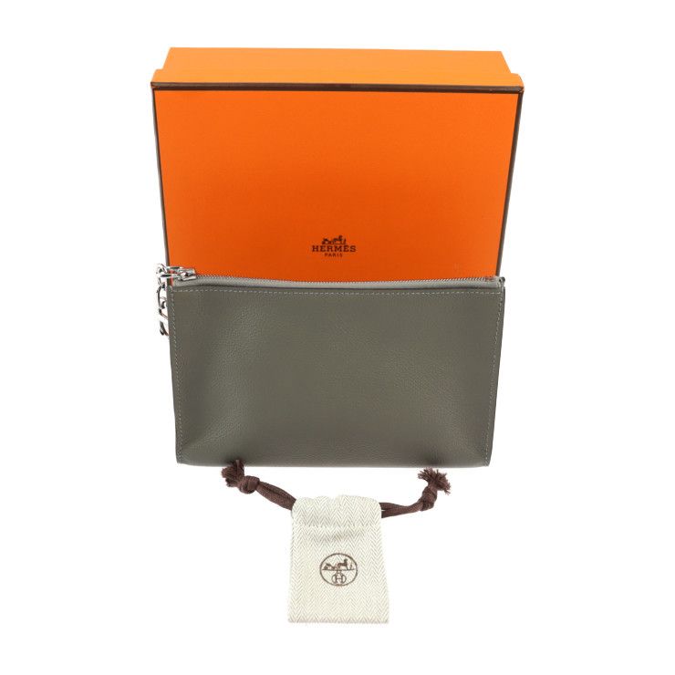 HERMES エルメス ジップアンゴー PM ポーチ セカンドバッグ エバーカラー グリメイヤー シルバー金具 クラッチバッグ シェーヌダンクル  B刻印 【本物保証】