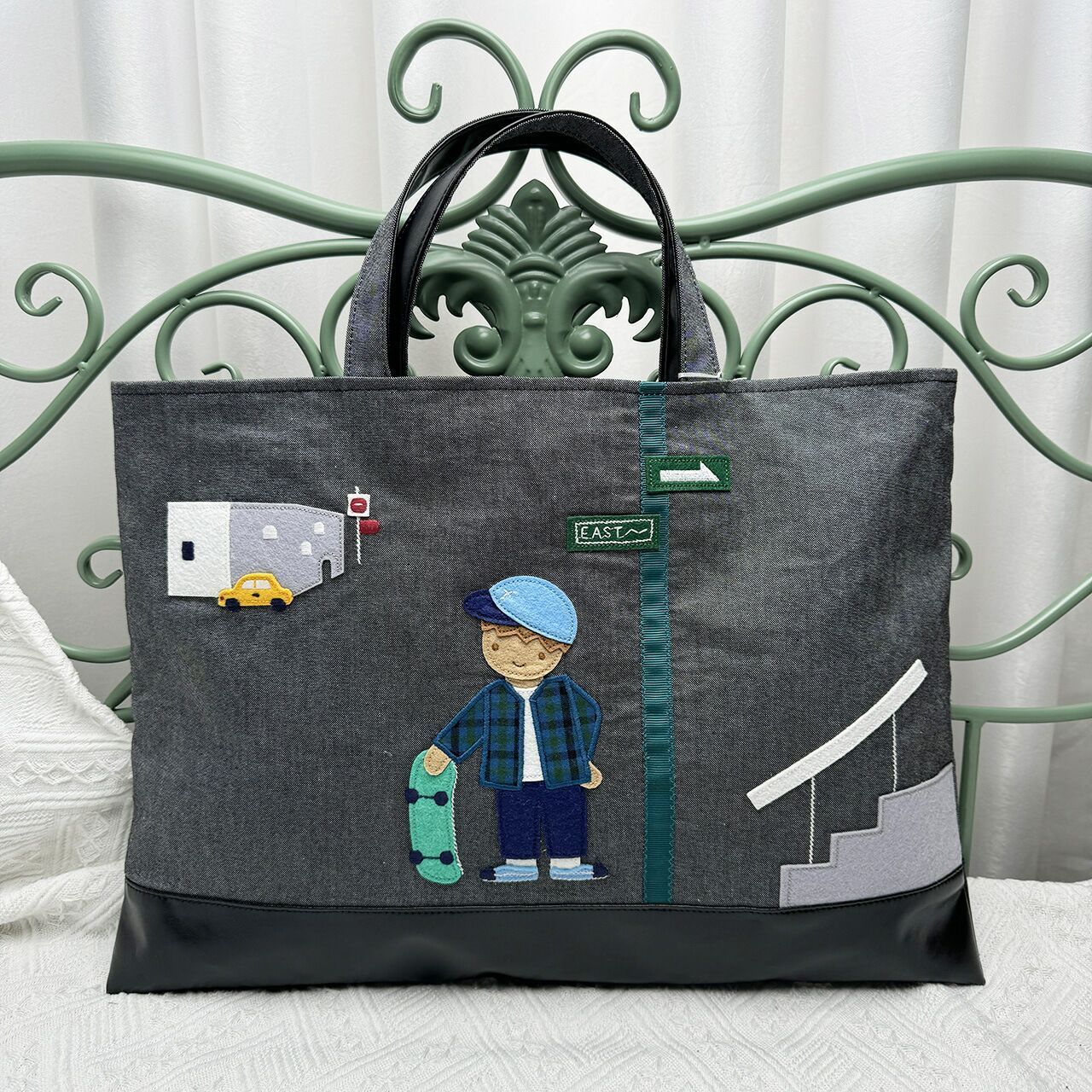 新品未使用 ファミリアfamiliar 刺繍 トートバッグ デニムバッグ 
