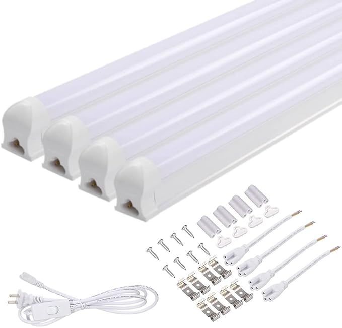 【在庫処分】器具一体型 LED蛍光灯 40W型 昼白色 2300LM 低消費電力18W led蛍光管 直管120cm AC85~265V対応 5000Kの太陽光に近い自然な光 軽量 スイッチ付き電源配線コード１本付き （40W 4本