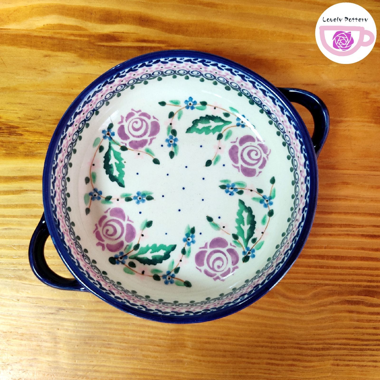 新品　ポーランド食器　紫のバラ模様　2種ボウルセット　850ml 1000ml 新品 ポーランド食器 紫のバラ模様 2種ボウルセット 850ml 1000ml