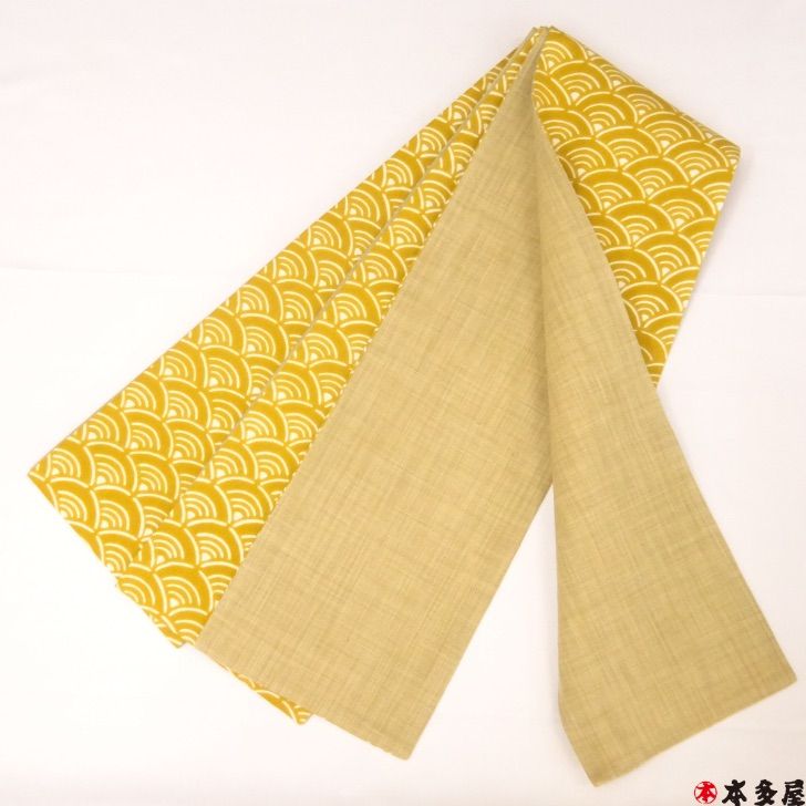 片貝木綿 綿 半巾帯 半幅帯 両面 リバーシブル 日本伝 統織物 越後 紺 