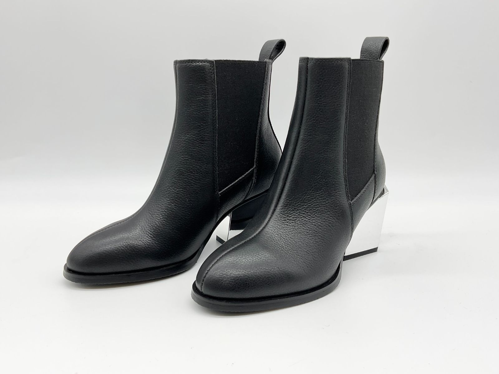 UNITED NUDE ユナイテッド ヌード 35 ブラック×シルバー Tetra Chelsea Mid ヒールブーツ