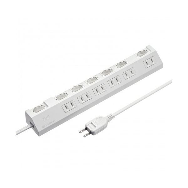 サンワサプライ個別スイッチ付き節電タップ 2P 6個口 ホワイト 2m TAP-S30-2W 1個