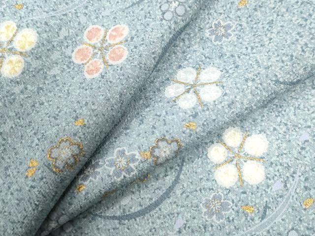 平和屋着物●上質な小紋　芝草舞花文　たたき染め　金彩　三越扱い　正絹　逸品　CAAU2752yc 平和屋着物○上質な小紋 芝草舞花文 たたき染め 金彩 三越扱い 正絹