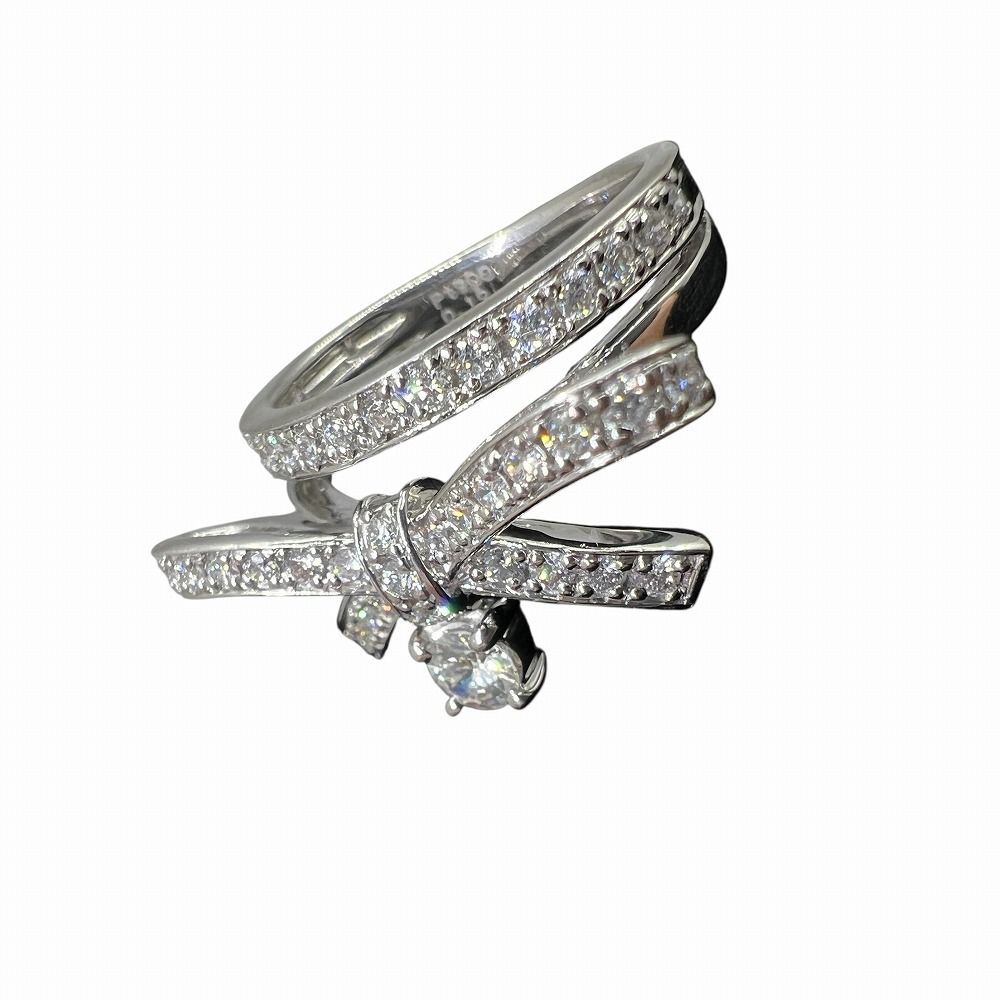 ダイヤモンド リボン リング 指輪 プラチナ PT900 0.19ct 0.66ct 10.4g  