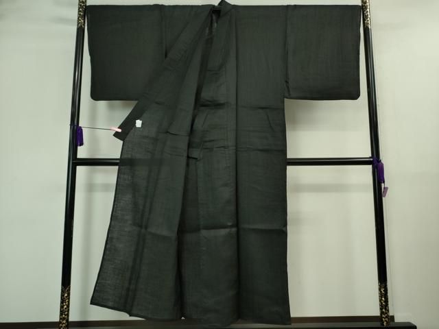 平和屋着物 上 夏物 男性 上布 キングサイズ 麻 黒地 DZAA9639kh5