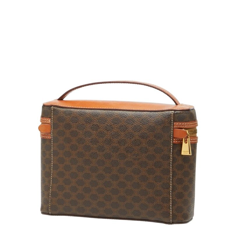セリーヌ マカダム バニティバッグ ハンドバッグ ブラウン PVC レザー レディース CELINE 1-0237444