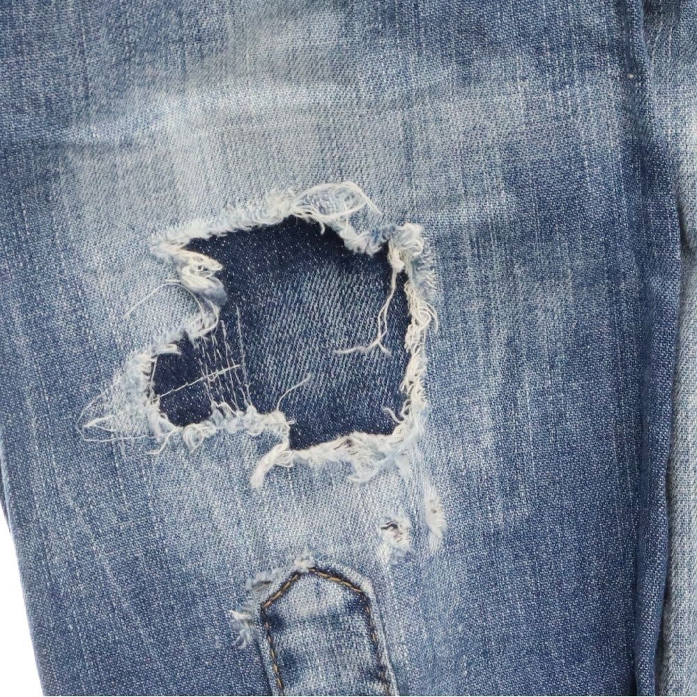 DSQUARED2 ディースクエアード ペイント加工 長袖デニムウェスタンシャツ インディゴ S71DM0258 S30341 DSQUARED2 (ディースクエアード) ペイント加工 長袖デニムシャツ