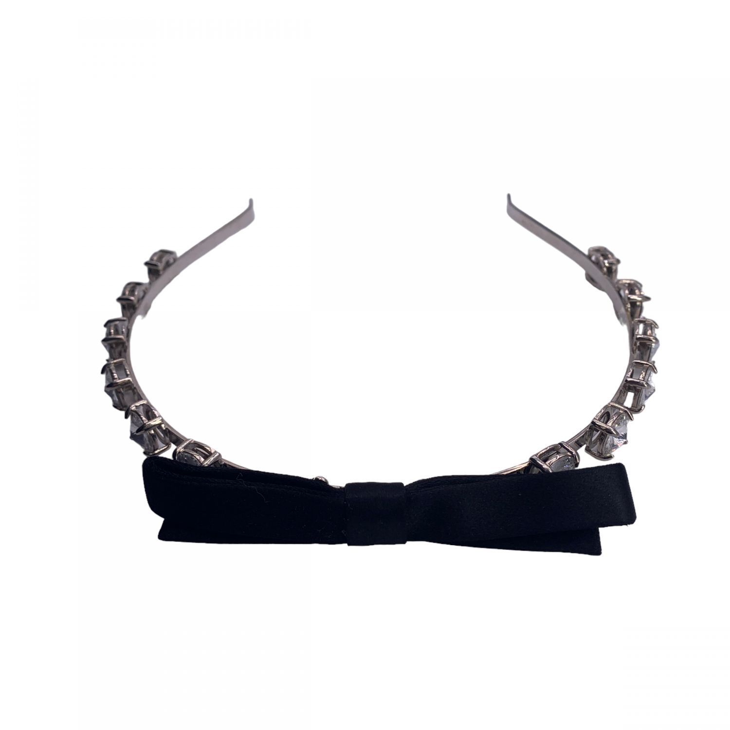 中古】 MIU MIU ミュウミュウ カチューシャ クリスタル付リボンヘッド 