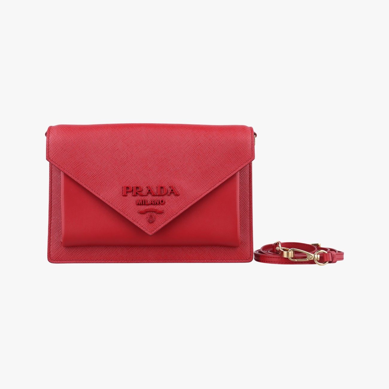 PRADA プラダ エンベロープ 財布 ウォレット レザー サフィアーノ レター プラダPradaモノクローム エンベロープレッドサフィアーノレザー