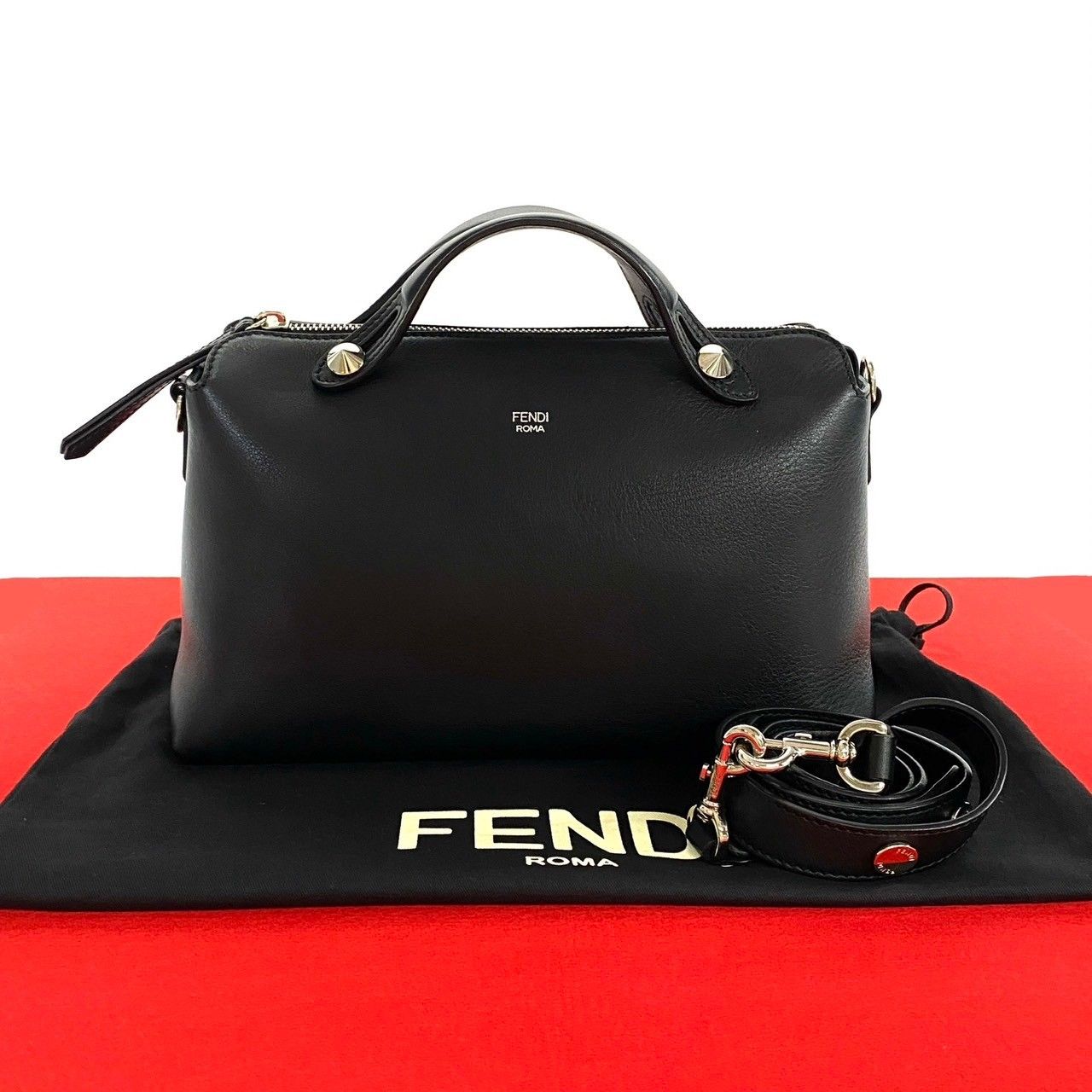 極 美品 希少品 袋付き FENDI フェンディ バイザウェイ ミディアム レザー 2way ハンドバッグ ショルダーバッグ ブラック 黒 37276  - メルカリ