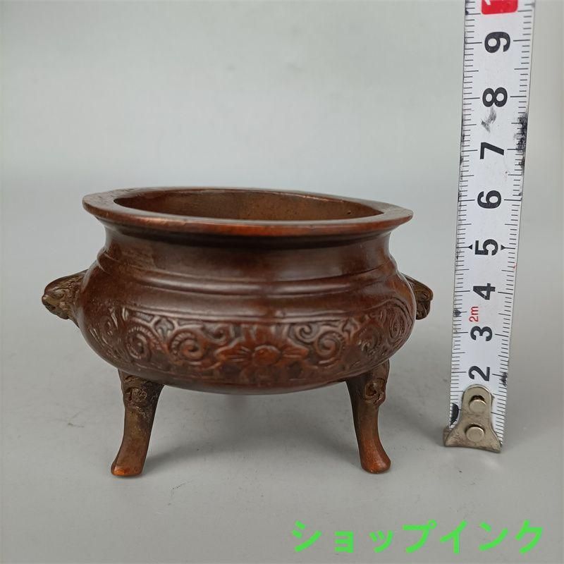 銅器 香炉 三足鼎炉 彫花香炉 線香 盤香 供仏炉 工芸品 置物