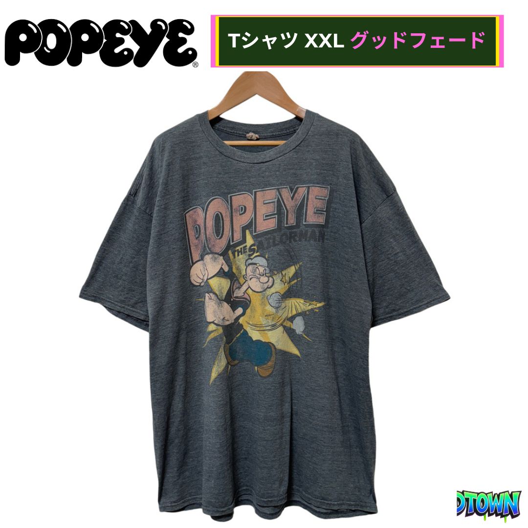 ポパイ Tシャツ XXLサイズ グレー ギルダン GILDAN POPEYE THE