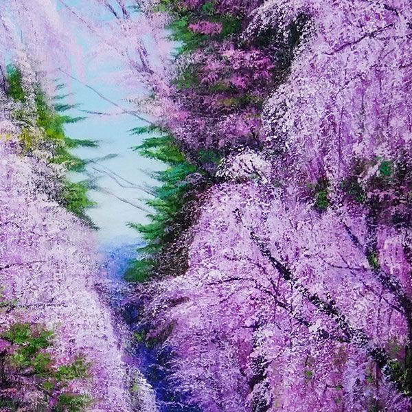 油彩画 F10号 木村由紀夫 『角舘の桜』 額入り 風景画 春 さくら しだれ桜 武家屋敷通 YE099 - メルカリ