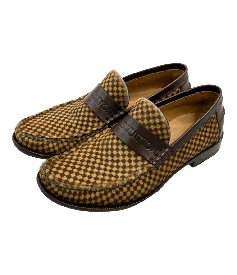 ルイ ヴィトン ハラコ ローファー ダミエ柄 メンズ SIZE 6 1 2 S LOUIS VUITTON
