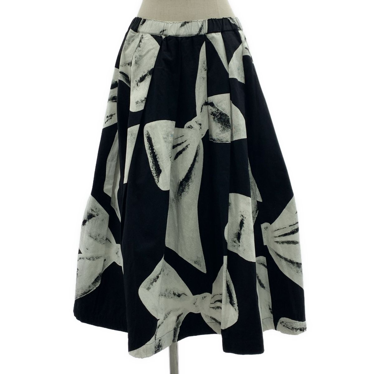 COMME des GARCONS | コムデギャルソン | 2025SS | 総柄 オーバーシルエットドローストリング スカート | S | ブラック|ホワイト | レディース