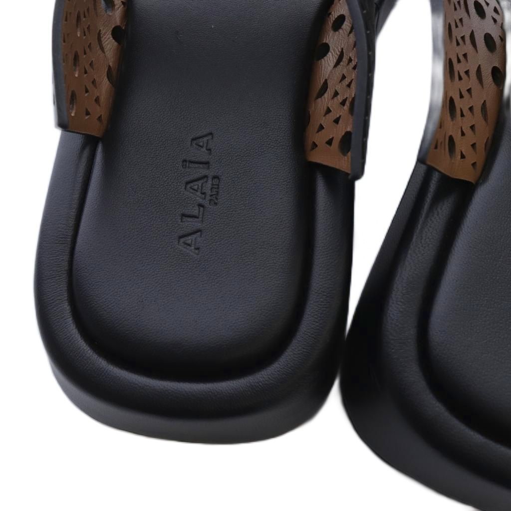 アライア ALAIA Flip flops トングサンダル レザー 37 黒