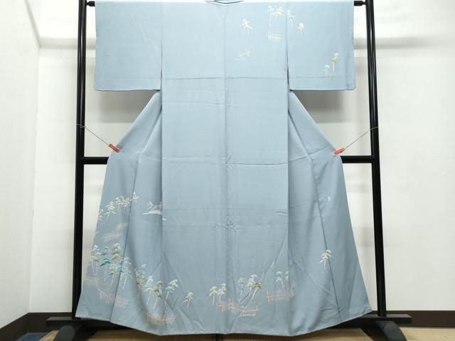 平和屋着物●本加賀友禅作家　清藤武二　訪問着　枝松文　西武百貨店扱い　正絹　逸品　CAAW3977vf 平和屋着物○本加賀友禅作家 清藤武二 訪問着 枝松文 西武百貨店扱い