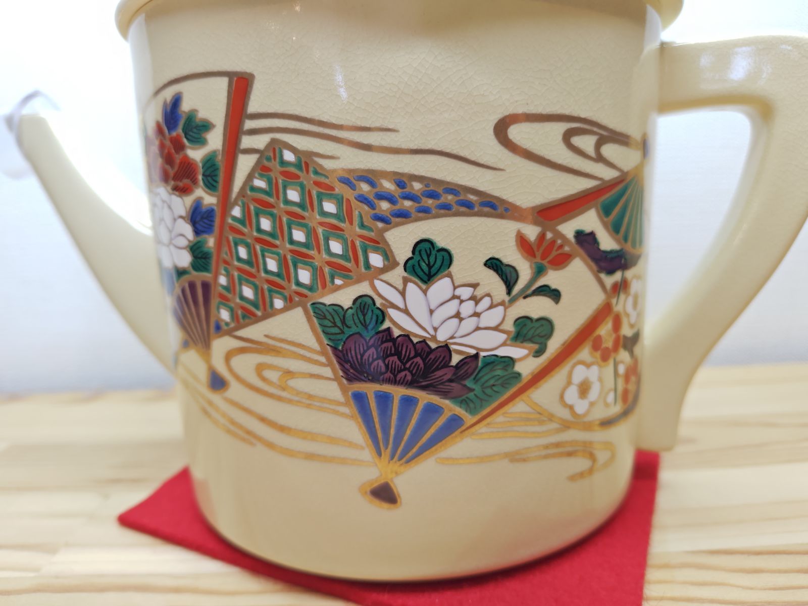 逢絢亭・新品】茶道具 水屋道具 片口水注 京焼 扇面流水 紙箱入り