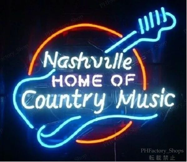 ネオンサイン Nashville Home Of Country Music ギター ネオン管 ネオンライト 看板デザイン NEON SIGN 壁掛け 寝室 部屋 バー カフェ 看板 クラブ インテリアライト