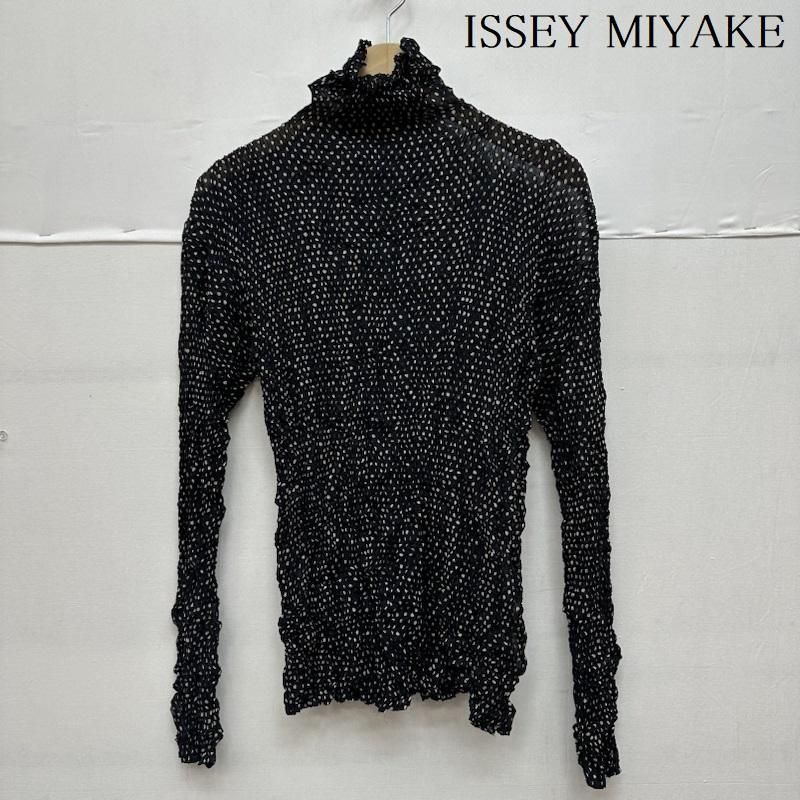 【シワ加工 L相当】プリーツプリーズ シワプリーツハイネックカットソー ブラック PLEATS PLEASE ハイネックカットソー ボウリング Lサイズ 変形