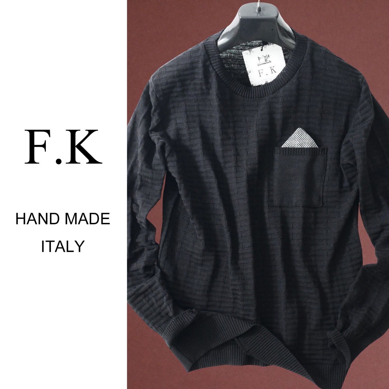 dn404●フィレンツェの街着ブランド●コットン混デザインニットトップス●イタリア製●L