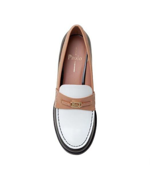 リネアパウロ レディース パンプス シューズ ENDY Tailored Apron Toe Loafer Black ivory toffee leather