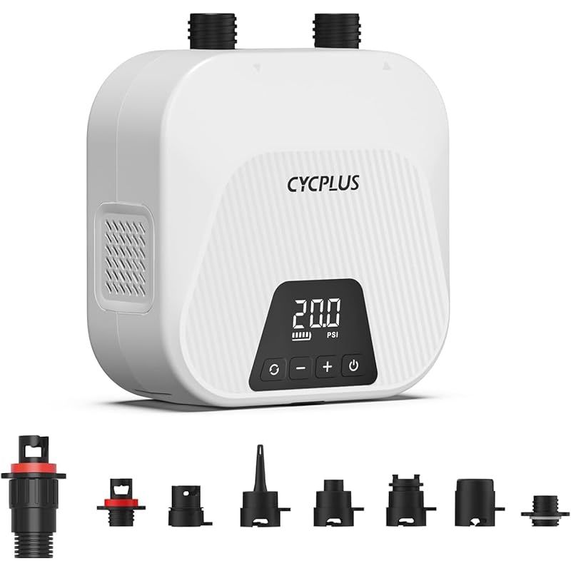 在庫セール 電動エアーポンプCYCPLUS 20PSI充電式SUPエアポンプ オートオフ機能付き電動ポンプ デュアルステージインフレーション＆デフレーション 1