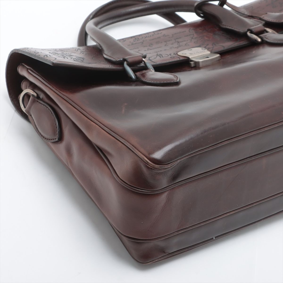 Berluti ビジネスバッグ エミーオ カリグラフィ オールレザー ブラウン ベルルッティ カリグラフィ ニノGM レザー クラッチバッグ