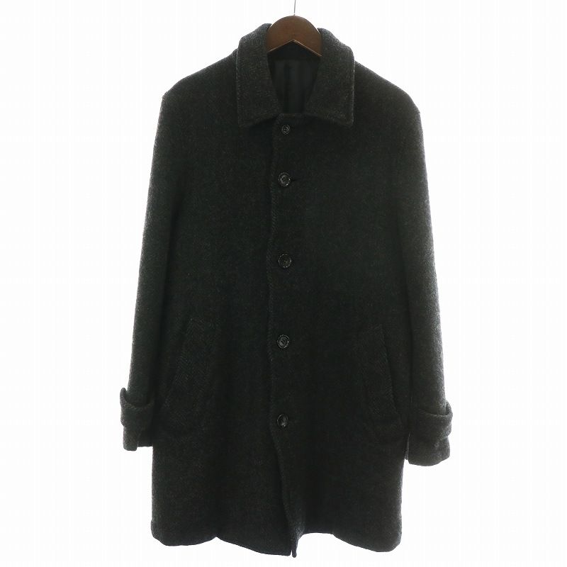 コムデギャルソンオム COMME des GARCONS HOMME AD2003 ステンカラーコート ロング シングル 縮絨 S 黒 ブラック グレー /NW29