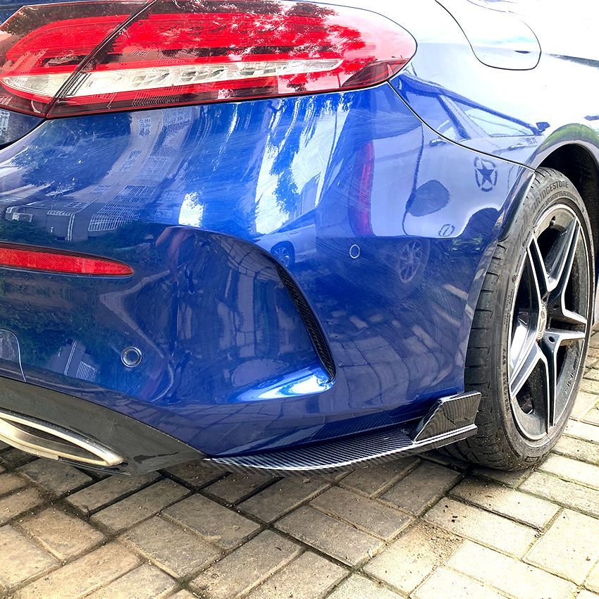 メルセデス ベンツ Cクラス クーペ C205 C200 C260 C43 C63 AMG 2015-2021 リアバンパーコーナーパネル エアロパーツ ABS製 ピアノブラック カーボン調