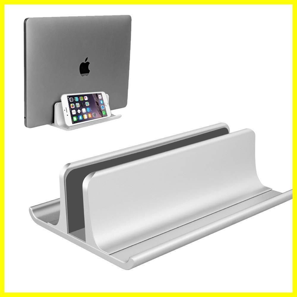 【在庫処分】ホルダー幅調整可能 アルミ合金素材 収納 for 縦置き タブレット/ipad/Mac PCスタンド mini/MacBook Pro スタンド Air ノートパソコン - VAYDEER シルバー
