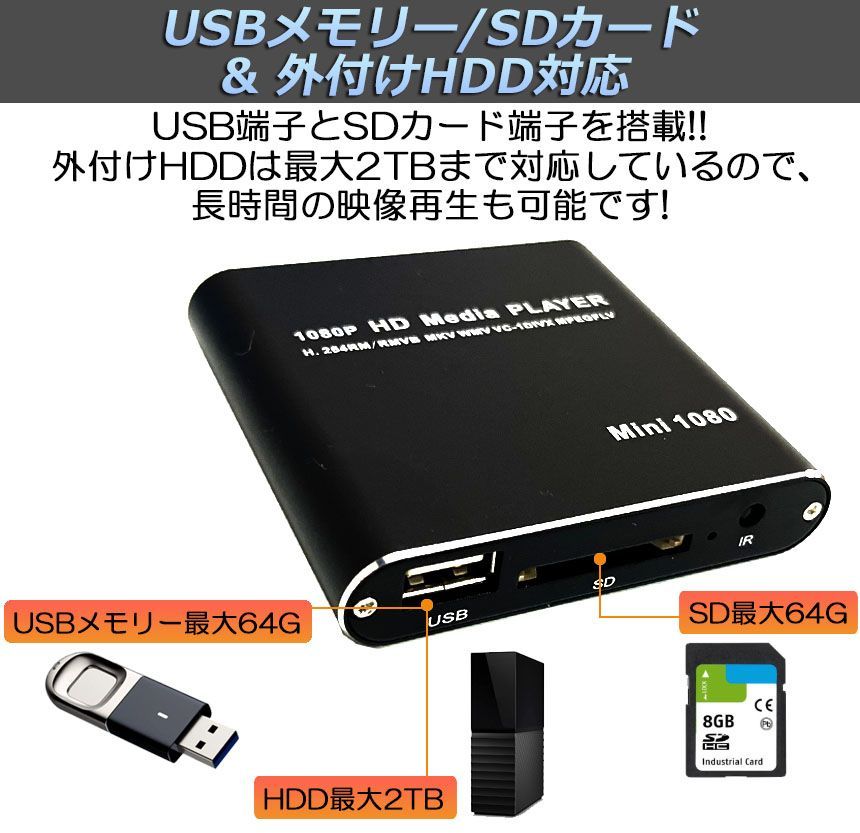 メディアプレーヤー 2台セット デジタル 極小型 映像 再生機器 